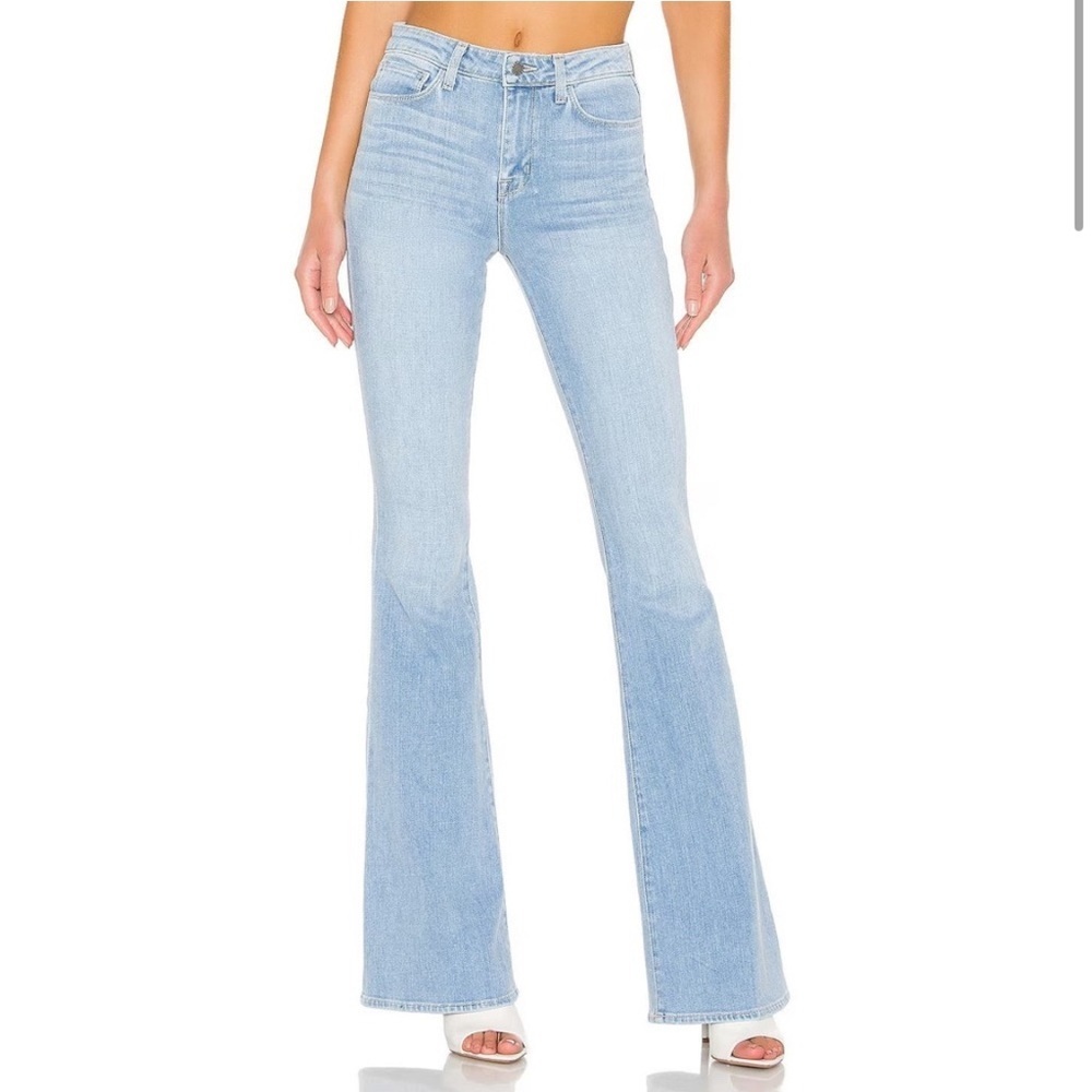 L’Agence Bell High Rise Flare Jeans Blue Cloud Light Wash Bell‎ Bottom Sz 32